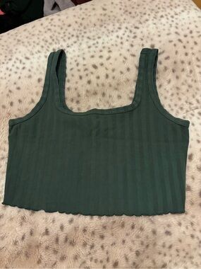 aerie offline Forest Green Ribbed Square-Neck Crop Tank